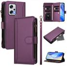 For Redmi Note 11T Pro+ / Poco X4 GT Magnetic Closure 9 Card Slots Zipper Leather Case with Hand Strap(Purple) - 1