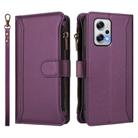 For Redmi Note 11T Pro+ / Poco X4 GT Magnetic Closure 9 Card Slots Zipper Leather Case with Hand Strap(Purple) - 2