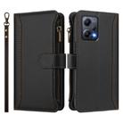 For Redmi Note 12 5G Global / Poco X5 Magnetic Closure 9 Card Slots Zipper Leather Case with Hand Strap(Black) - 2