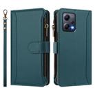For Redmi Note 12 5G Global / Poco X5 Magnetic Closure 9 Card Slots Zipper Leather Case with Hand Strap(Dark Green) - 2