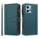 For Redmi Note 12 4G Global Magnetic Closure 9 Card Slots Zipper Leather Case with Hand Strap(Dark Green) - 2