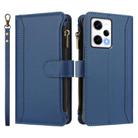 For Redmi Note 12 Pro 5G Global / Poco X5 Pro Magnetic Closure Nine Card Slots Zipper Leather Case with Hand Strap(Dark Blue) - 2