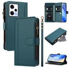 For Redmi Note 12 Pro 5G Global / Poco X5 Pro Magnetic Closure 9 Card Slots Zipper Leather Case with Hand Strap(Dark Green) - 1