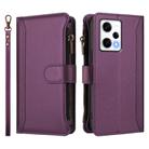 For Redmi Note 12 Pro 5G Global / Poco X5 Pro Magnetic Closure 9 Card Slots Zipper Leather Case with Hand Strap(Purple) - 2