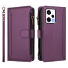 For Redmi Note 12 Pro+ / Note 12 Explorer Magnetic Closure 9 Card Slots Zipper Leather Case with Hand Strap(Purple) - 2