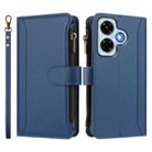 For Redmi Note 13 4G Magnetic Closure 9 Card Slots Zipper Leather Case with Hand Strap(Dark Blue) - 2
