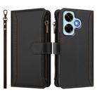 For Redmi Note 13 4G Magnetic Closure 9 Card Slots Zipper Leather Case with Hand Strap(Black) - 2