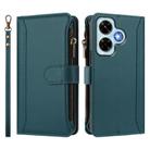 For Redmi Note 13 4G Magnetic Closure 9 Card Slots Zipper Leather Case with Hand Strap(Dark Green) - 2