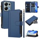 For Redmi Note 13 Pro 4G / Poco M6 Pro 4G Magnetic Closure 9 Card Slots Zipper Leather Case with Hand Strap(Dark Blue) - 1
