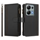 For Redmi Note 13 Pro 4G / Poco M6 Pro 4G Magnetic Closure 9 Card Slots Zipper Leather Case with Hand Strap(Black) - 2