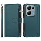 For Redmi Note 13 Pro 4G / Poco M6 Pro 4G Magnetic Closure 9 Card Slots Zipper Leather Case with Hand Strap(Dark Green) - 2