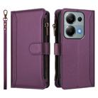 For Redmi Note 13 Pro 4G / Poco M6 Pro 4G Magnetic Closure 9 Card Slots Zipper Leather Case with Hand Strap(Purple) - 2