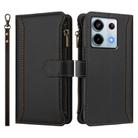 For Redmi Note 13 Pro 5G / Poco X6 Magnetic Closure 9 Card Slots Zipper Leather Case with Hand Strap(Black) - 2