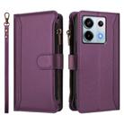For Redmi Note 13 Pro 5G / Poco X6 Magnetic Closure 9 Card Slots Zipper Leather Case with Hand Strap(Purple) - 2