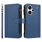 For Redmi Note 13 Pro+ 5G Magnetic Closure 9 Card Slots Zipper Leather Case with Hand Strap(Dark Blue) - 2