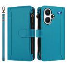 For Redmi Note 13 Pro+ 5G Magnetic Closure 9 Card Slots Zipper Leather Case with Hand Strap(Turquoise) - 2