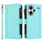 For Redmi Note 13 Pro+ 5G Magnetic Closure 9 Card Slots Zipper Leather Case with Hand Strap(Mint Green) - 2