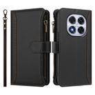 For Redmi Note 14 Pro 4G Magnetic Closure 9 Card Slots Zipper Leather Case with Hand Strap(Black) - 2