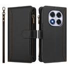 For Redmi Note 14 Pro 5G Magnetic Closure 9 Card Slots Zipper Leather Case with Hand Strap(Black) - 2