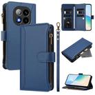 For Redmi Note 14 Pro+ 5G Magnetic Closure 9 Card Slots Zipper Leather Case with Hand Strap(Dark Blue) - 1