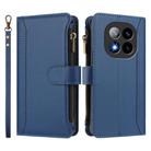 For Redmi Note 14 Pro+ 5G Magnetic Closure 9 Card Slots Zipper Leather Case with Hand Strap(Dark Blue) - 2