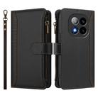 For Redmi Note 14 Pro+ 5G Magnetic Closure 9 Card Slots Zipper Leather Case with Hand Strap(Black) - 2