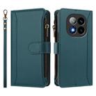 For Redmi Note 14 Pro+ 5G Magnetic Closure 9 Card Slots Zipper Leather Case with Hand Strap(Dark Green) - 2
