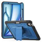 For iPad Air 11 2025 / 2024 Honeycomb Stand TPE Hydric PC Tablet Case(Navy Blue) - 1
