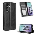 For Samsung Galaxy M56 5G Magnetic Buckle Retro Texture Leather Phone Case(Black) - 1