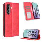 For Samsung Galaxy M56 5G Magnetic Buckle Retro Texture Leather Phone Case(Red) - 1