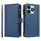 For Wiko T20 Magnetic Closure 9 Card Slots Zipper Leather Case with Hand Strap(Dark Blue) - 2