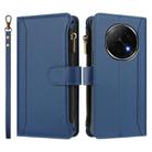 For OPPO F29 Pro 5G Global Magnetic Closure 9 Card Slots Zipper Leather Case with Hand Strap(Dark Blue) - 2