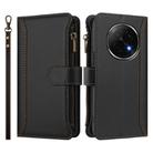 For OPPO F29 Pro 5G Global Magnetic Closure 9 Card Slots Zipper Leather Case with Hand Strap(Black) - 2