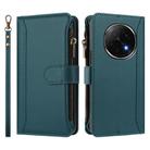 For OPPO F29 Pro 5G Global Magnetic Closure 9 Card Slots Zipper Leather Case with Hand Strap(Dark Green) - 2