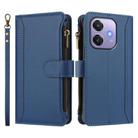 For OPPO A3 4G Global / A60 5G Global Magnetic Closure 9 Card Slots Zipper Leather Case with Hand Strap(Dark Blue) - 2