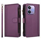For OPPO A3 4G Global / A60 5G Global Magnetic Closure 9 Card Slots Zipper Leather Case with Hand Strap(Purple) - 2