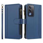For OPPO A3 Pro 5G Global / K12X 5G Global Magnetic Closure 9 Card Slots Zipper Leather Case with Hand Strap(Dark Blue) - 2