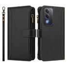 For OPPO A3 Pro 5G Global / K12X 5G Global Magnetic Closure 9 Card Slots Zipper Leather Case with Hand Strap(Black) - 2