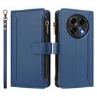 For OPPO A2 Pro 5G / F27 Pro 5G Magnetic Closure 9 Card Slots Zipper Leather Case with Hand Strap(Dark Blue) - 2