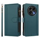 For OPPO A2 Pro 5G / F27 Pro 5G Magnetic Closure 9 Card Slots Zipper Leather Case with Hand Strap(Dark Green) - 2