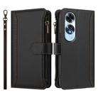 For OPPO A60 4G Global Magnetic Closure 9 Card Slots Zipper Leather Case with Hand Strap(Black) - 2