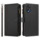 For OPPO A38 4G / A18 4G Global Magnetic Closure 9 Card Slots Zipper Leather Case with Hand Strap(Black) - 2