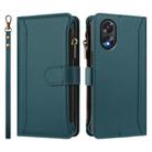 For OPPO A38 4G / A18 4G Global Magnetic Closure 9 Card Slots Zipper Leather Case with Hand Strap(Dark Green) - 2