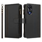 For OPPO A78 4G Global Magnetic Closure 9 Card Slots Zipper Leather Case with Hand Strap(Black) - 2