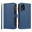 For OPPO A98 5G / F23 5G India Magnetic Closure 9 Card Slots Zipper Leather Case with Hand Strap(Dark Blue) - 2