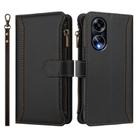 For OPPO A98 5G / F23 5G India Magnetic Closure 9 Card Slots Zipper Leather Case with Hand Strap(Black) - 2