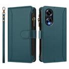 For OPPO A98 5G / F23 5G India Magnetic Closure 9 Card Slots Zipper Leather Case with Hand Strap(Dark Green) - 2