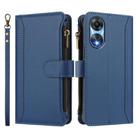 For OPPO A78 5G Global / A1X 5G Magnetic Closure 9 Card Slots Zipper Leather Case with Hand Strap(Dark Blue) - 2