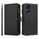 For OPPO A1 Pro 5G / Reno8 T 5G Global Magnetic Closure 9 Card Slots Zipper Leather Case with Hand Strap(Black) - 2