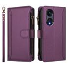 For OPPO A1 Pro 5G / Reno8 T 5G Global Magnetic Closure 9 Card Slots Zipper Leather Case with Hand Strap(Purple) - 2